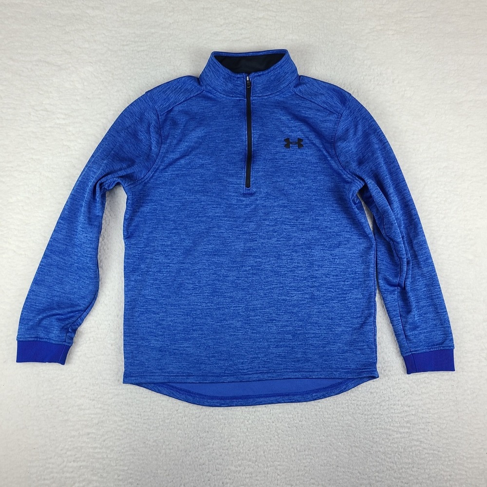 Under Armour Sweater Mens Medium Blue Heathered Loose Coldgear Performance Golf